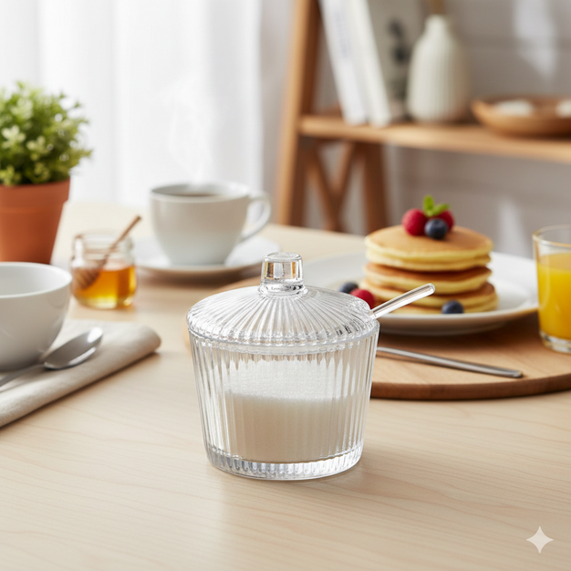 Açucareiro de Vidro com Colher Laure 220ml