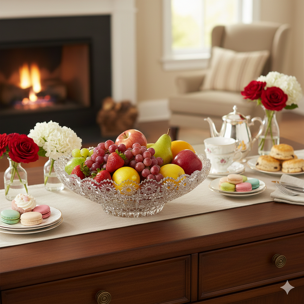 Fruteira de Vidro Bohemia 2L – O Brilho que sua Mesa Merece 🍎💎