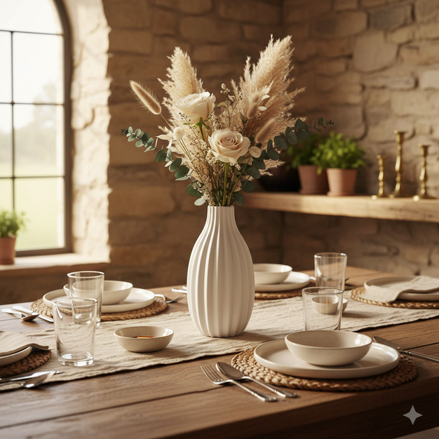 Vaso Decorativo Porcelana Off White 13x7