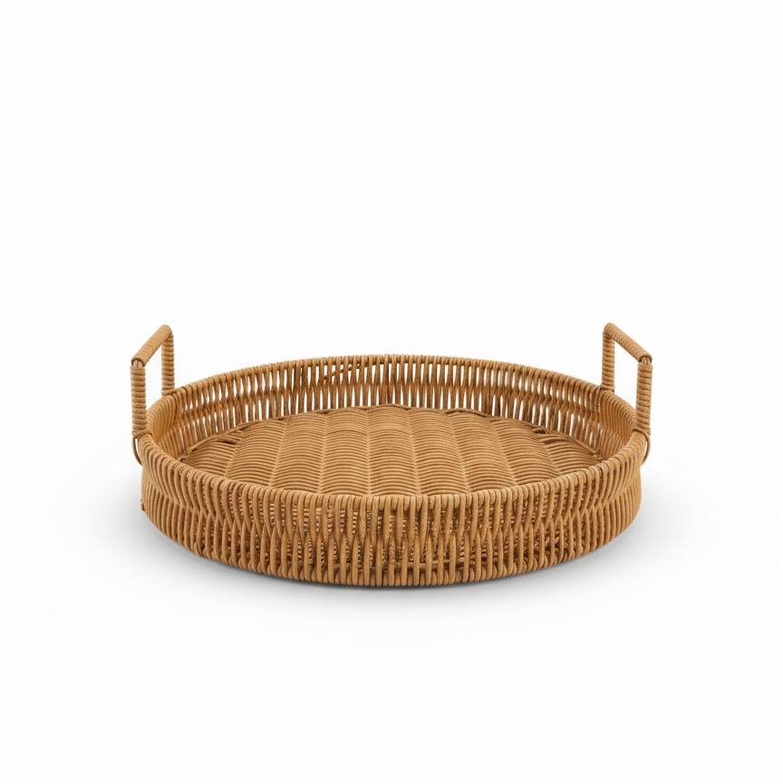 Cesto Redondo em Ratan 30cm – A Suavidade das Formas Naturais na sua Mesa 🧺🥐