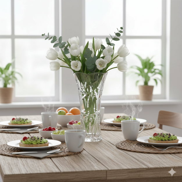 Vaso de Vidro Deméter 14cm Transparente Decorativo Luxo