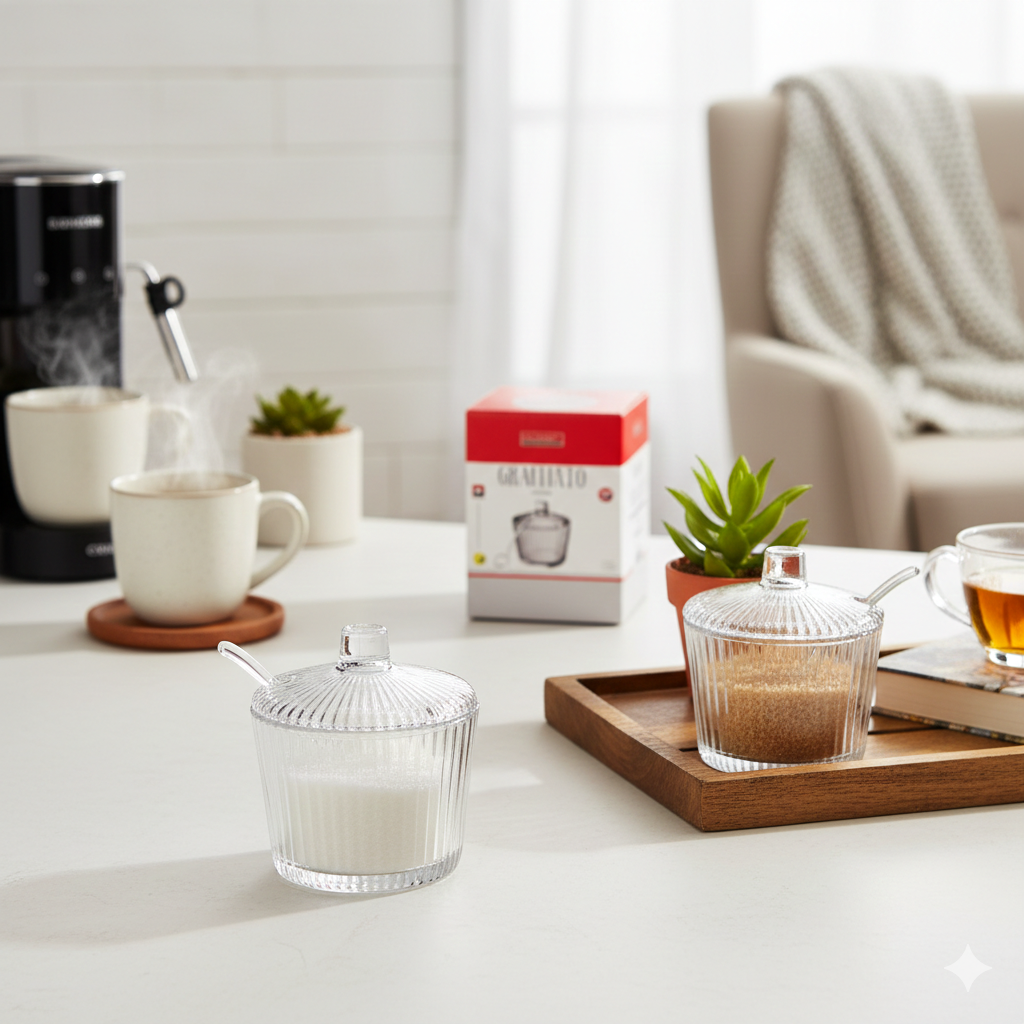 Açucareiro de Vidro com Colher Laure 220ml