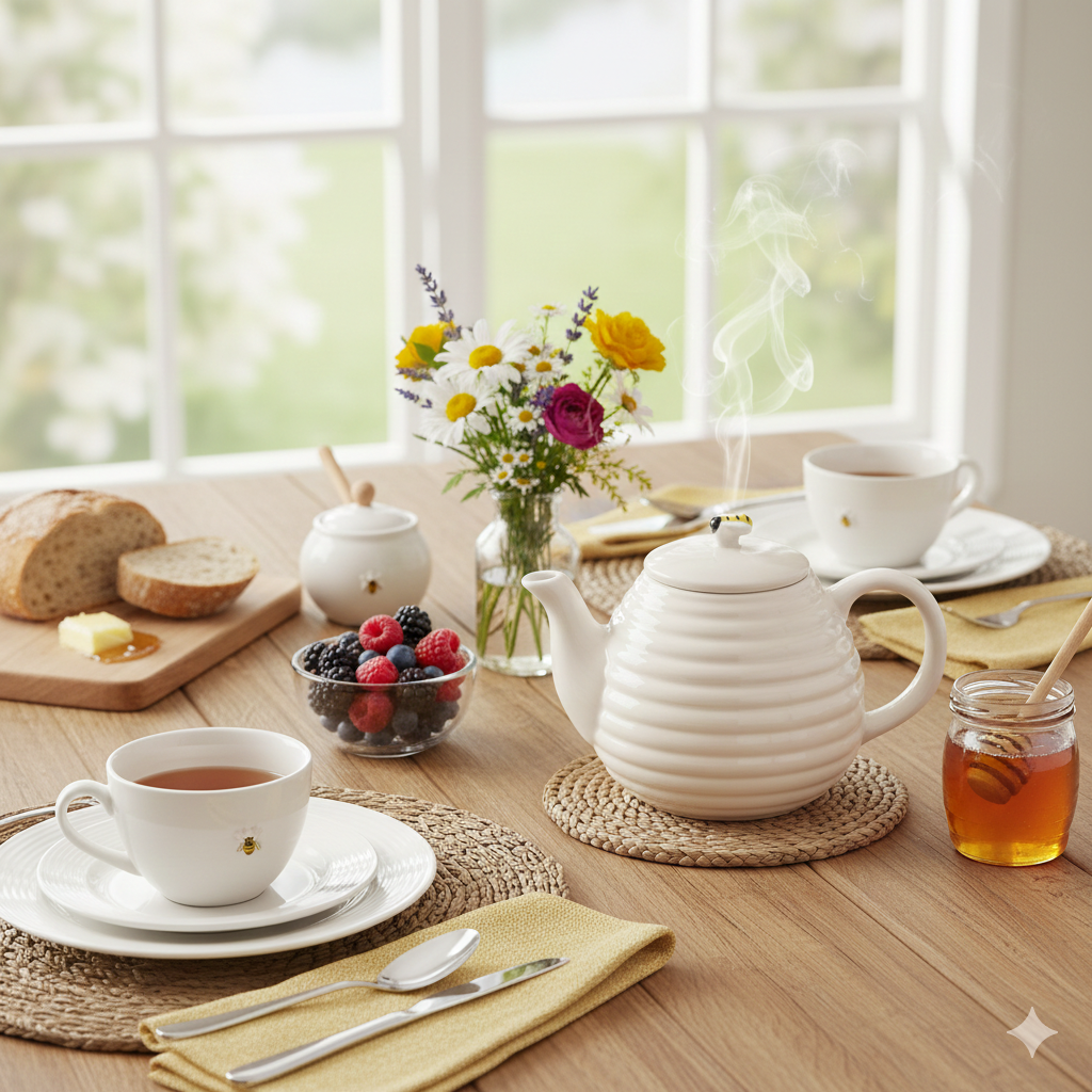 Bule de Porcelana Bee 600ml – Doçura e Sofisticação em Cada Detalhe 🐝💛