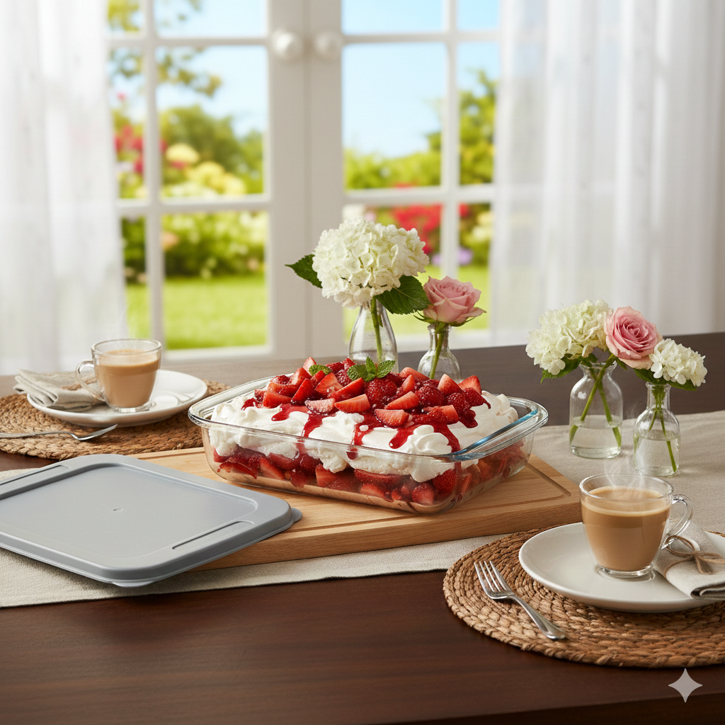 Forma de Vidro Retangular com Tampa 3L – Prepare, Sirva e Conserve em uma única peça! 🥘❄️