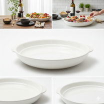 Travessa de Porcelana Premium com Alça 24cm – Do Forno à Mesa com Estilo