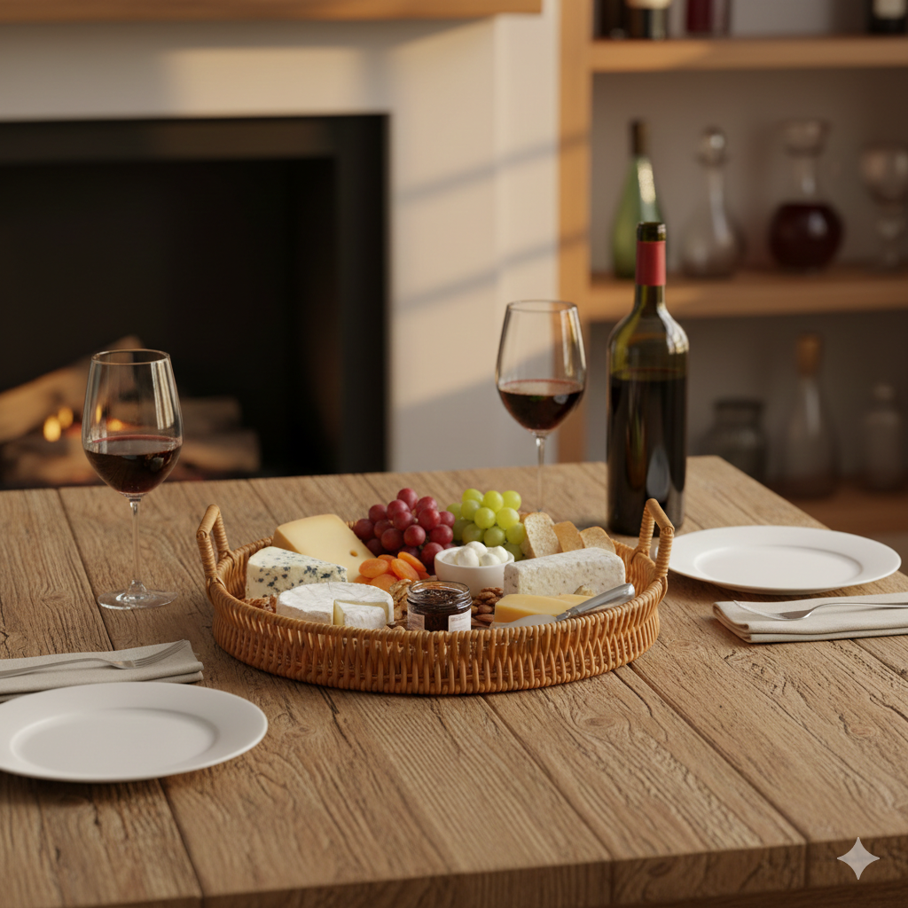 Cesto Redondo em Ratan 30cm – A Suavidade das Formas Naturais na sua Mesa 🧺🥐