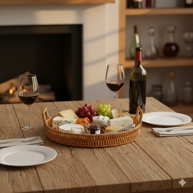 Cesto Redondo em Ratan 30cm – A Suavidade das Formas Naturais na sua Mesa 🧺🥐