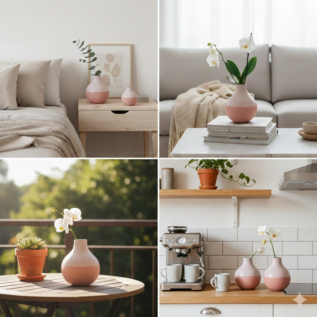 Vaso Decorativo Porcelana Terracota Orgânico Minimalista 9cm