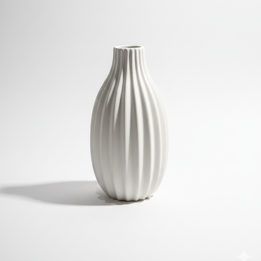 Vaso Decorativo Porcelana Off White 13x7