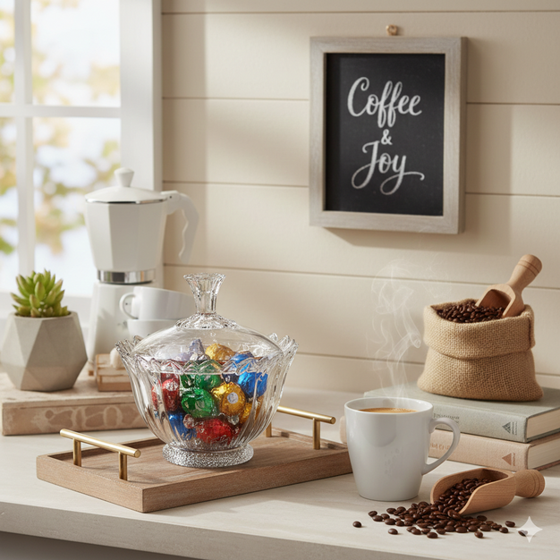 Bomboniere de Vidro Rachi 270ml – O Detalhe que Faltava na sua Decoração 🍬💎