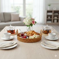 Cesto Redondo em Ratan 30cm – A Suavidade das Formas Naturais na sua Mesa 🧺🥐