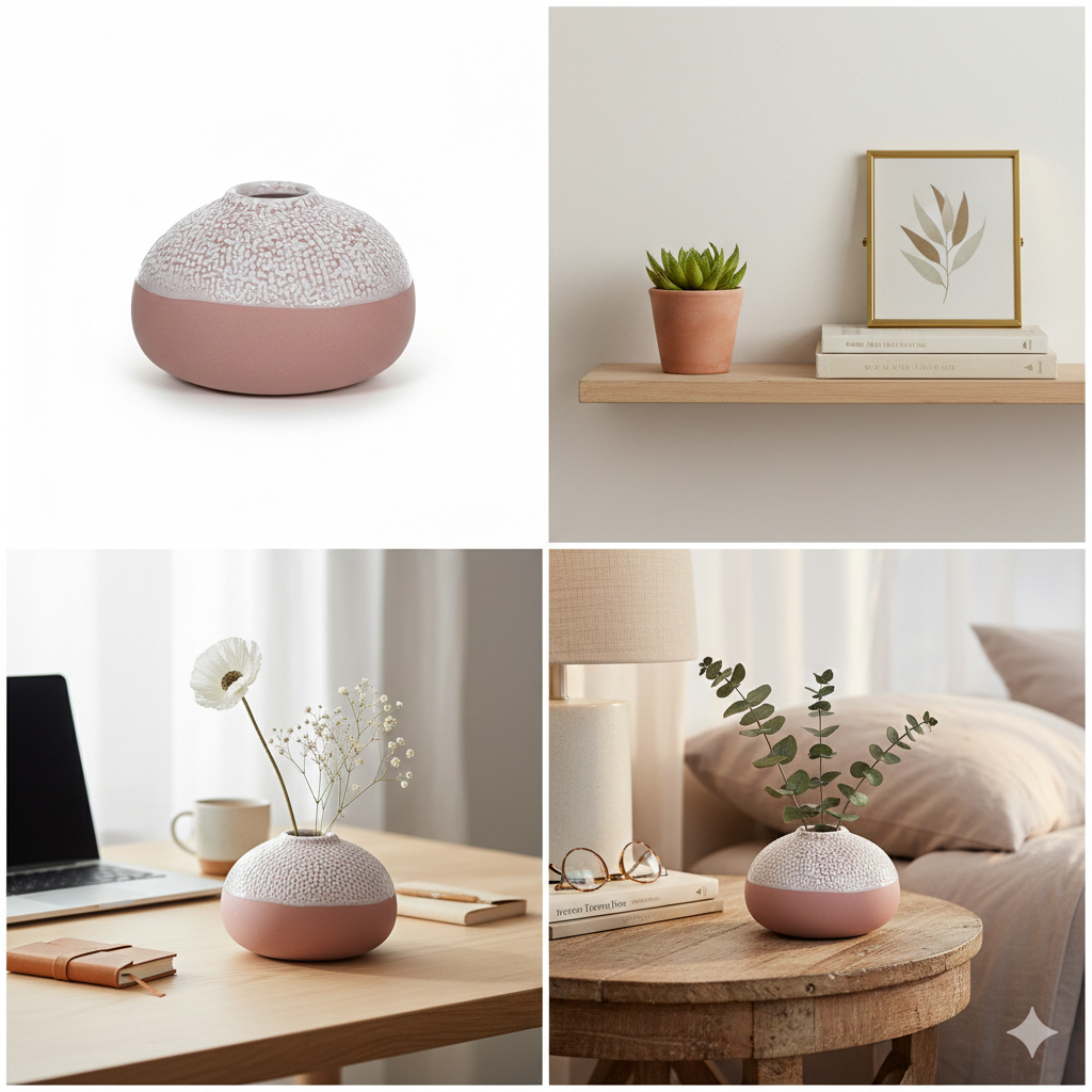 Vaso Decorativo em Porcelana Terracota Minimalista