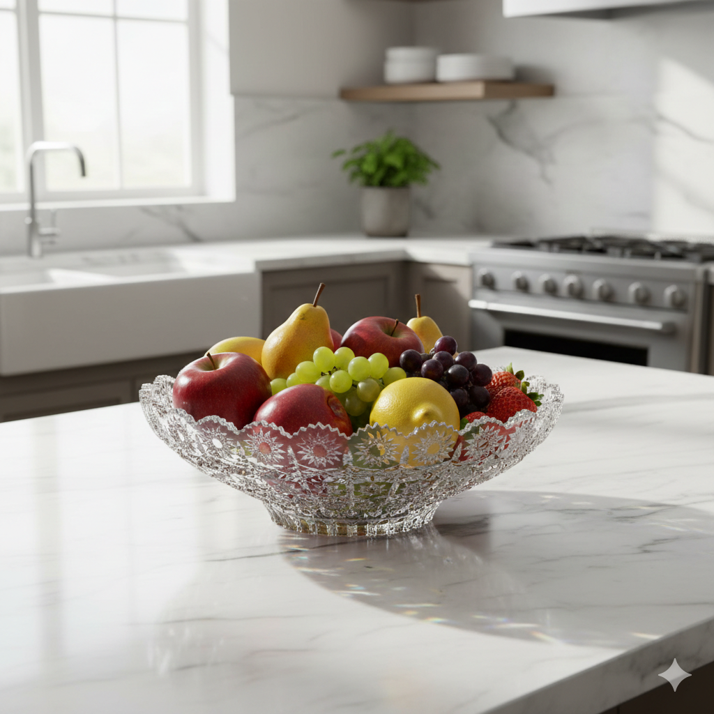 Fruteira de Vidro Bohemia 2L – O Brilho que sua Mesa Merece 🍎💎